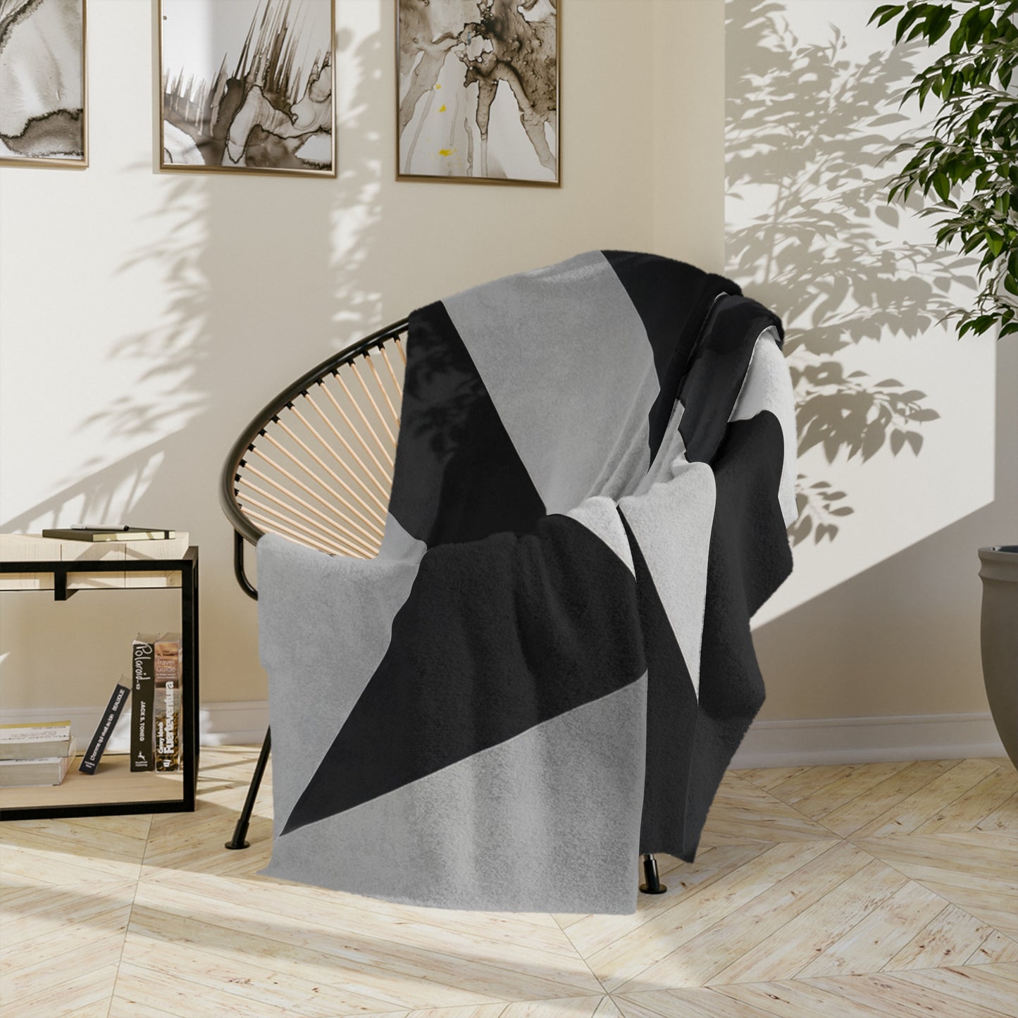 Monochrome Angles Velveteen Blanket
