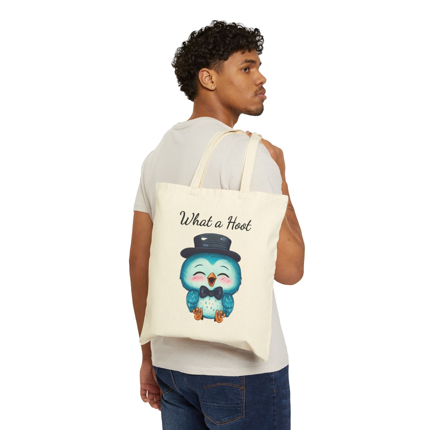 "What a Hoot" Owl Canvas Tote Bag with Top Hat