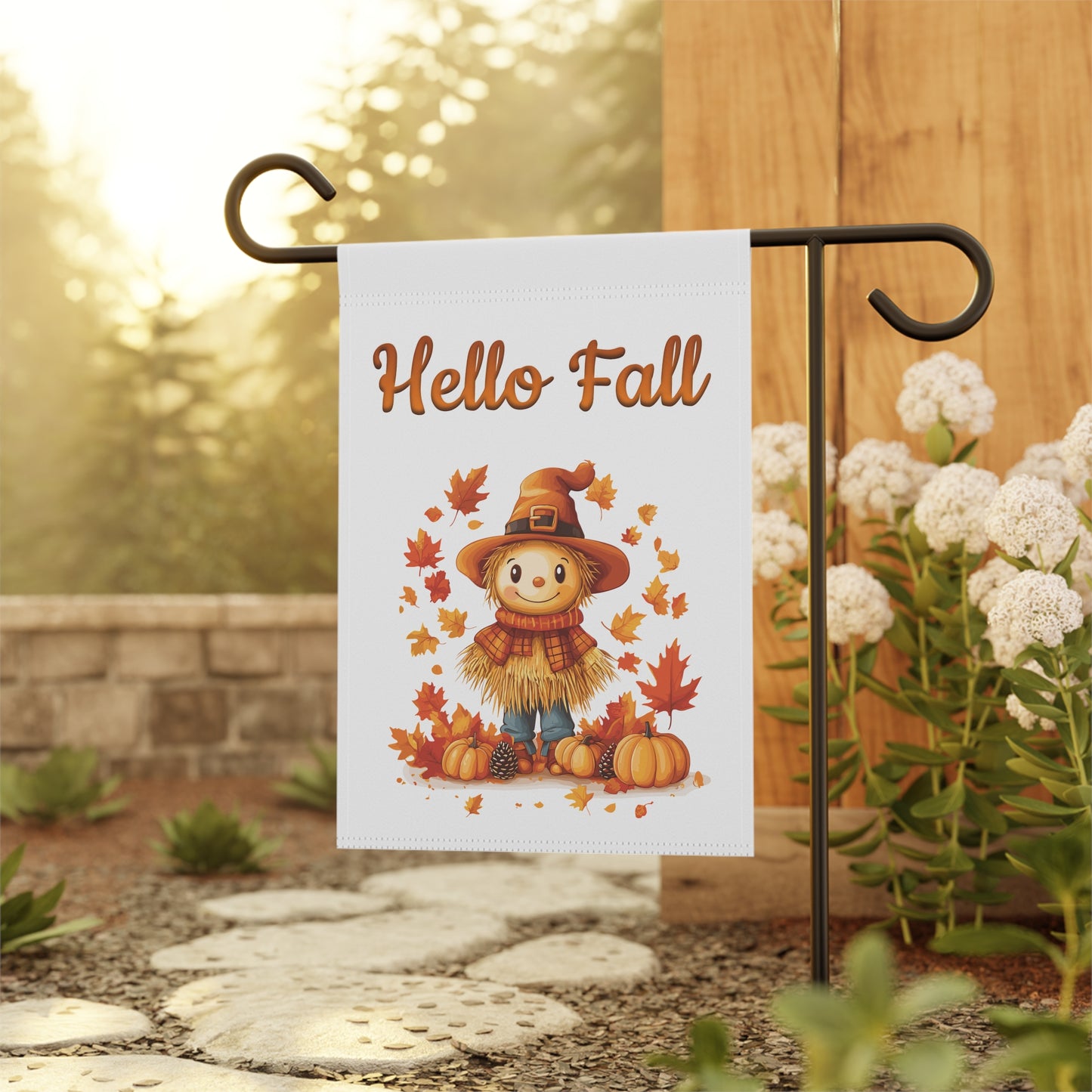 Hello Fall Scarecrow Garden Flag