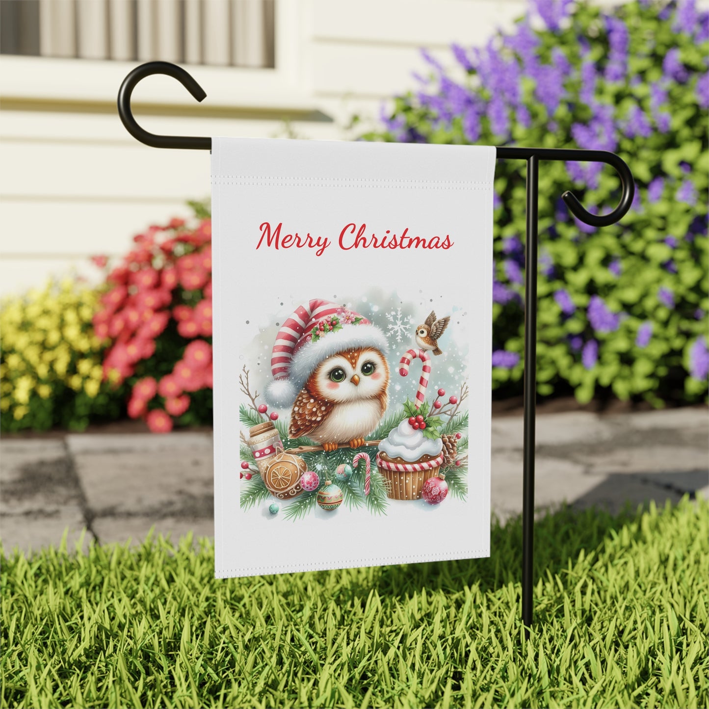 Adorable Santa Owl Garden Flag