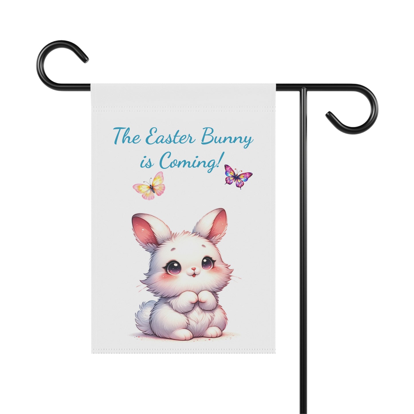 Adorable White Bunny Garden Flag