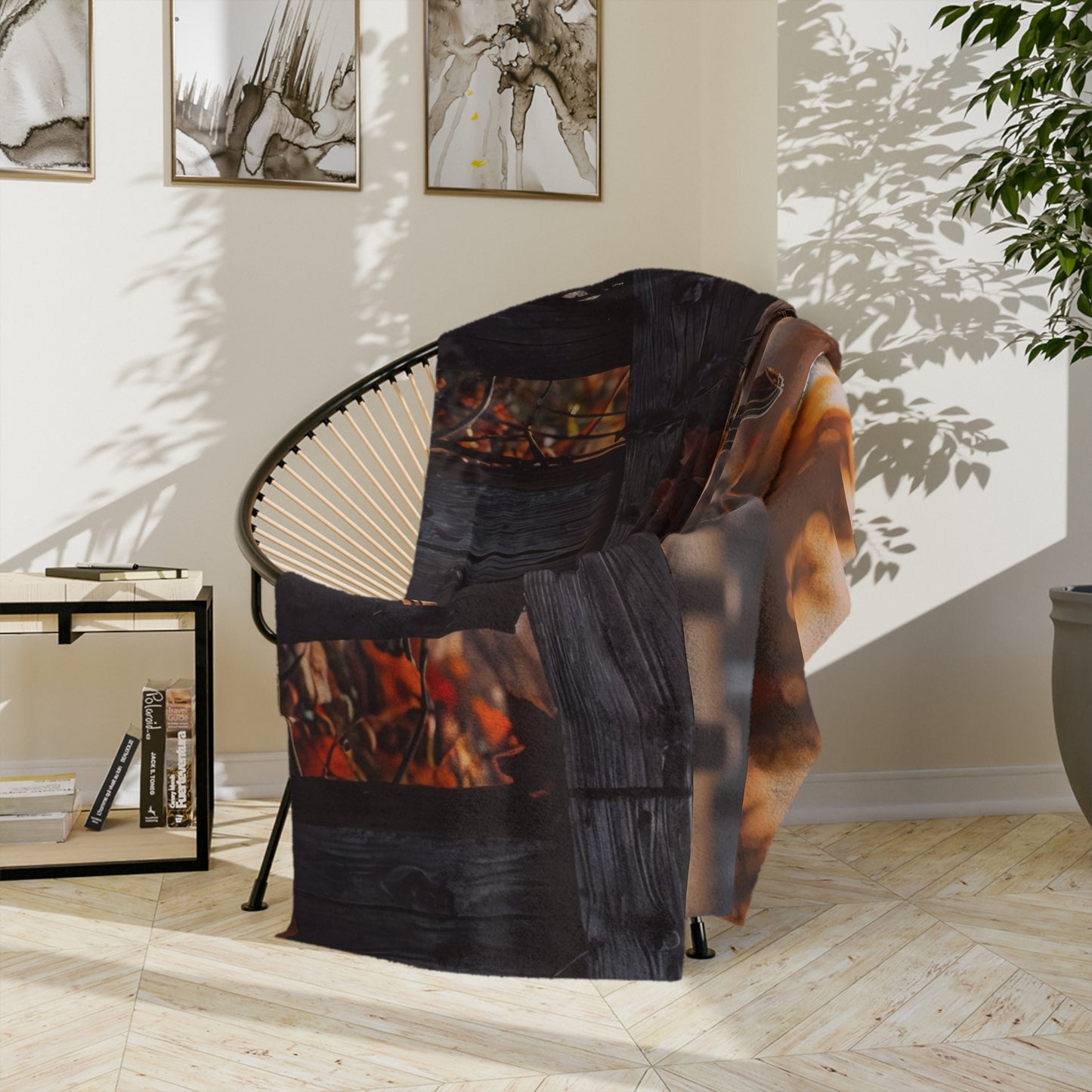 Rustic Autumn Jack-o'-Lantern Fence Halloween Plush Blanket