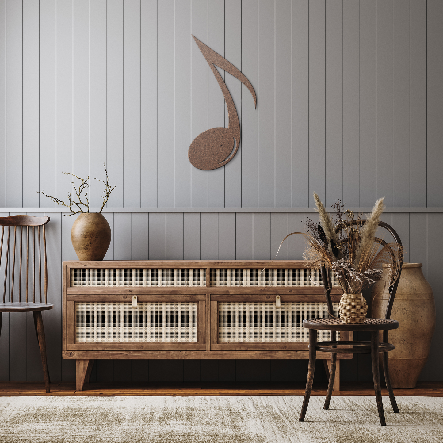 Metal_music_note_wall_art_for_indoor_or__Copper_Rustic_Hallway_Mockup.png