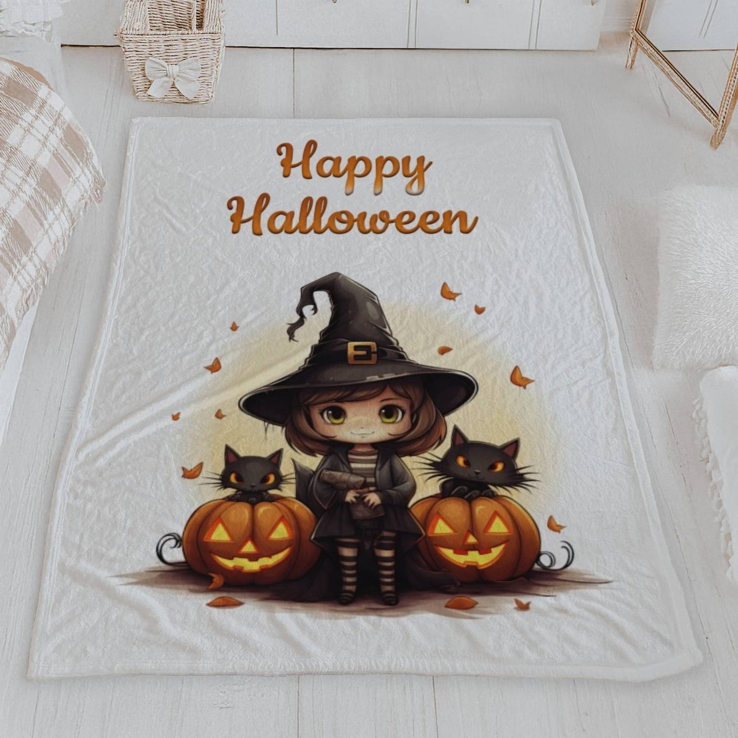 Happy Halloween Witch Velveteen Blanket