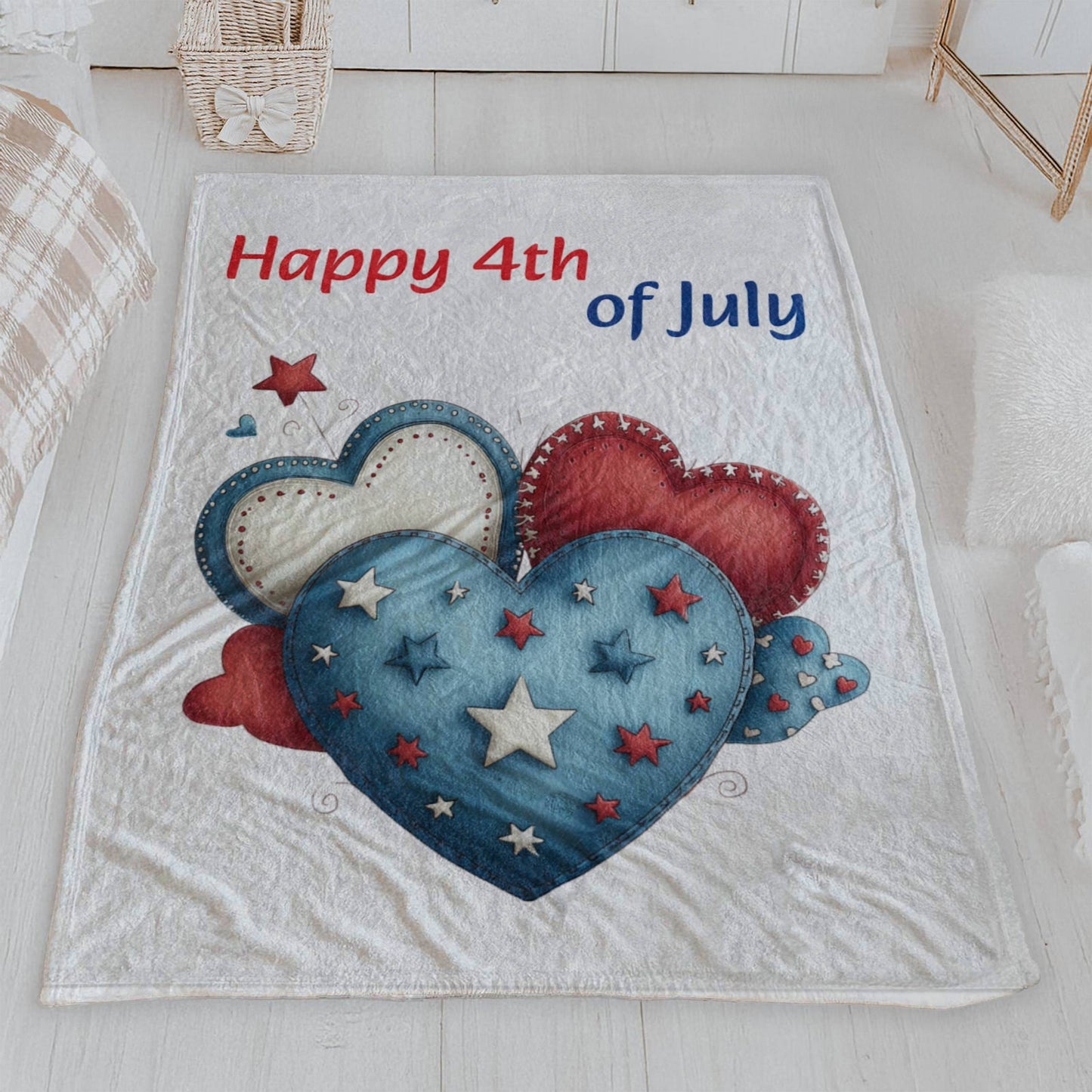 Happy 4th of July Hearts Blanket