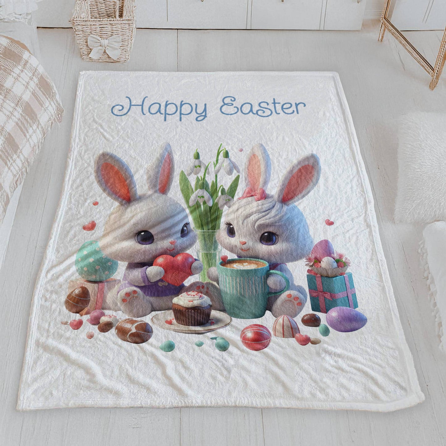 Precious Easter Bunnies Velveteen Blanket