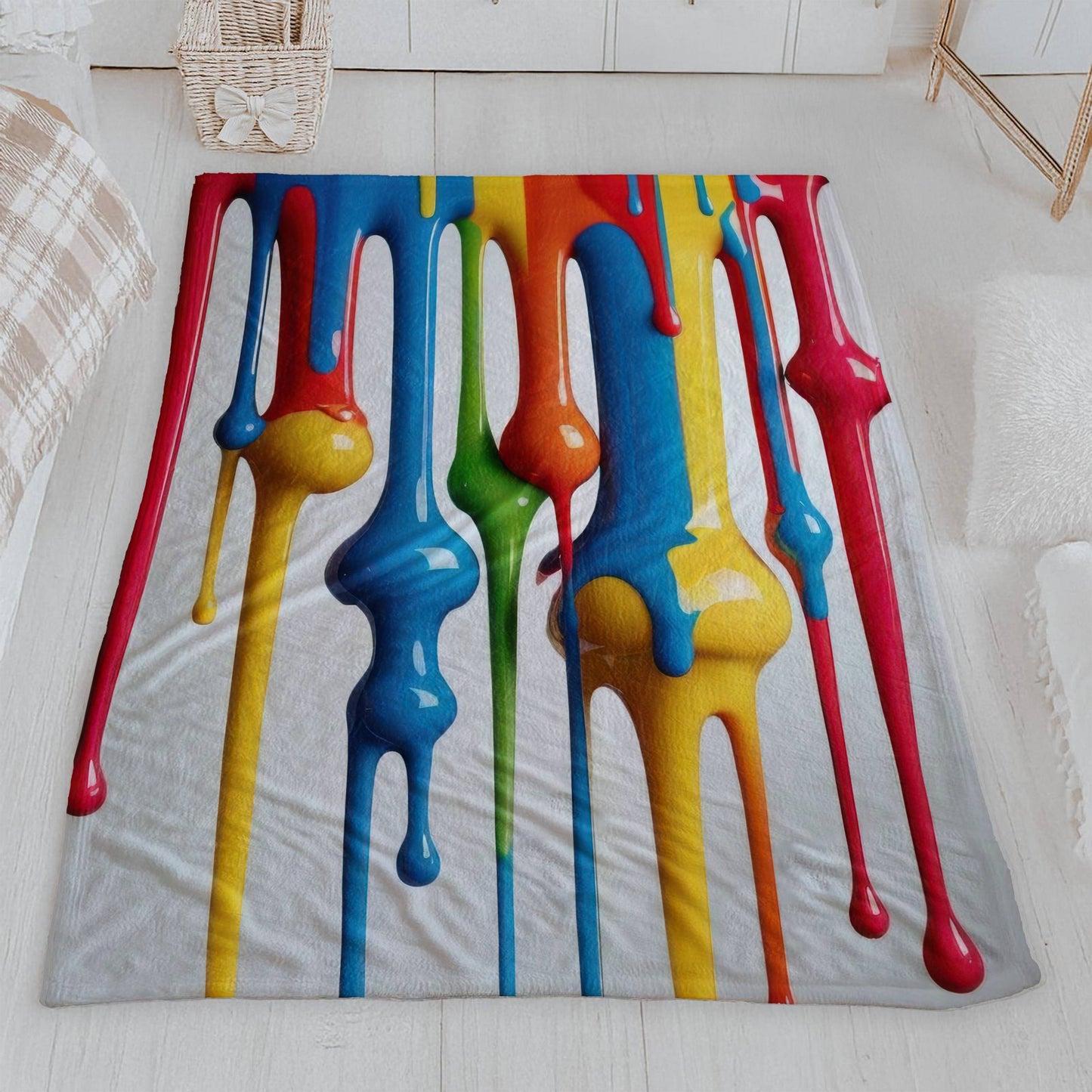 Vibrant Paint Drip Velveteen Blanket