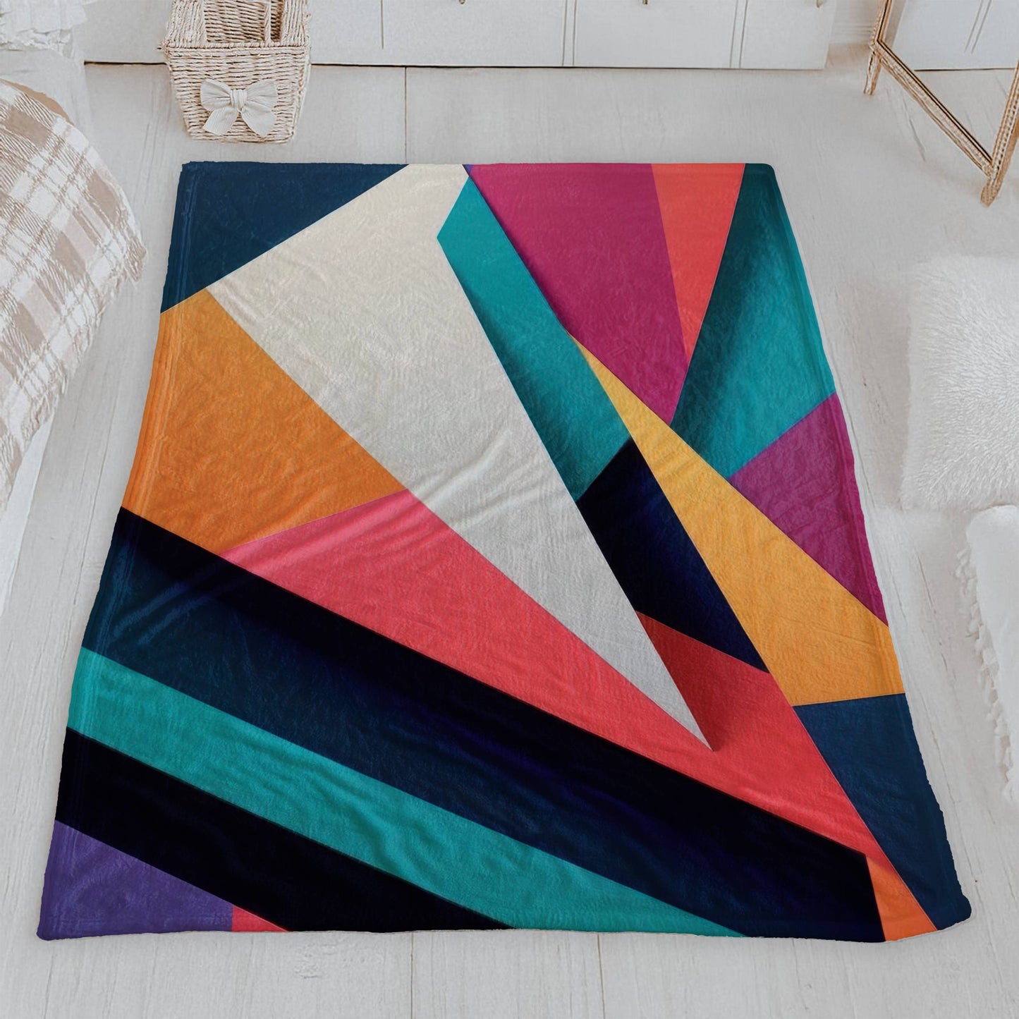 Colorful Abstract Geometric Velveteen Blanket