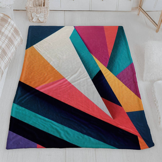 Colorful Abstract Geometric Velveteen Blanket