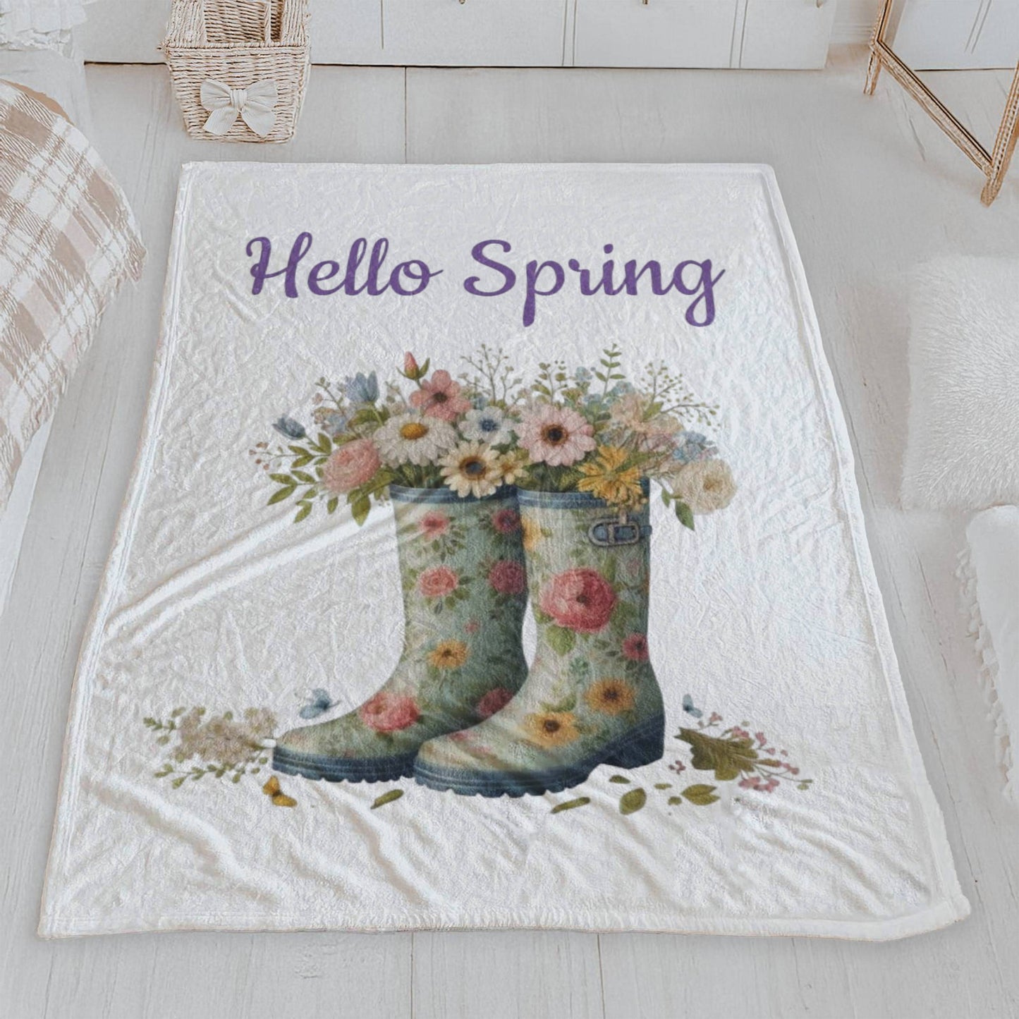 Cute Floral Spring Velveteen Blanket