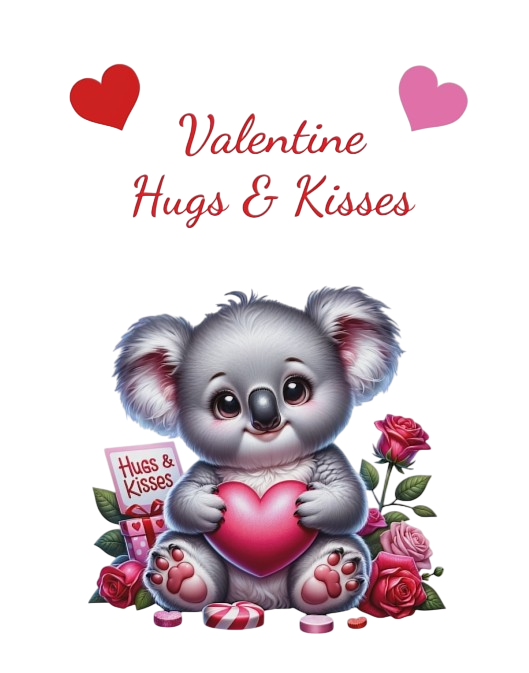 Valentine Hugs & Kisses Koala Velveteen Blanket
