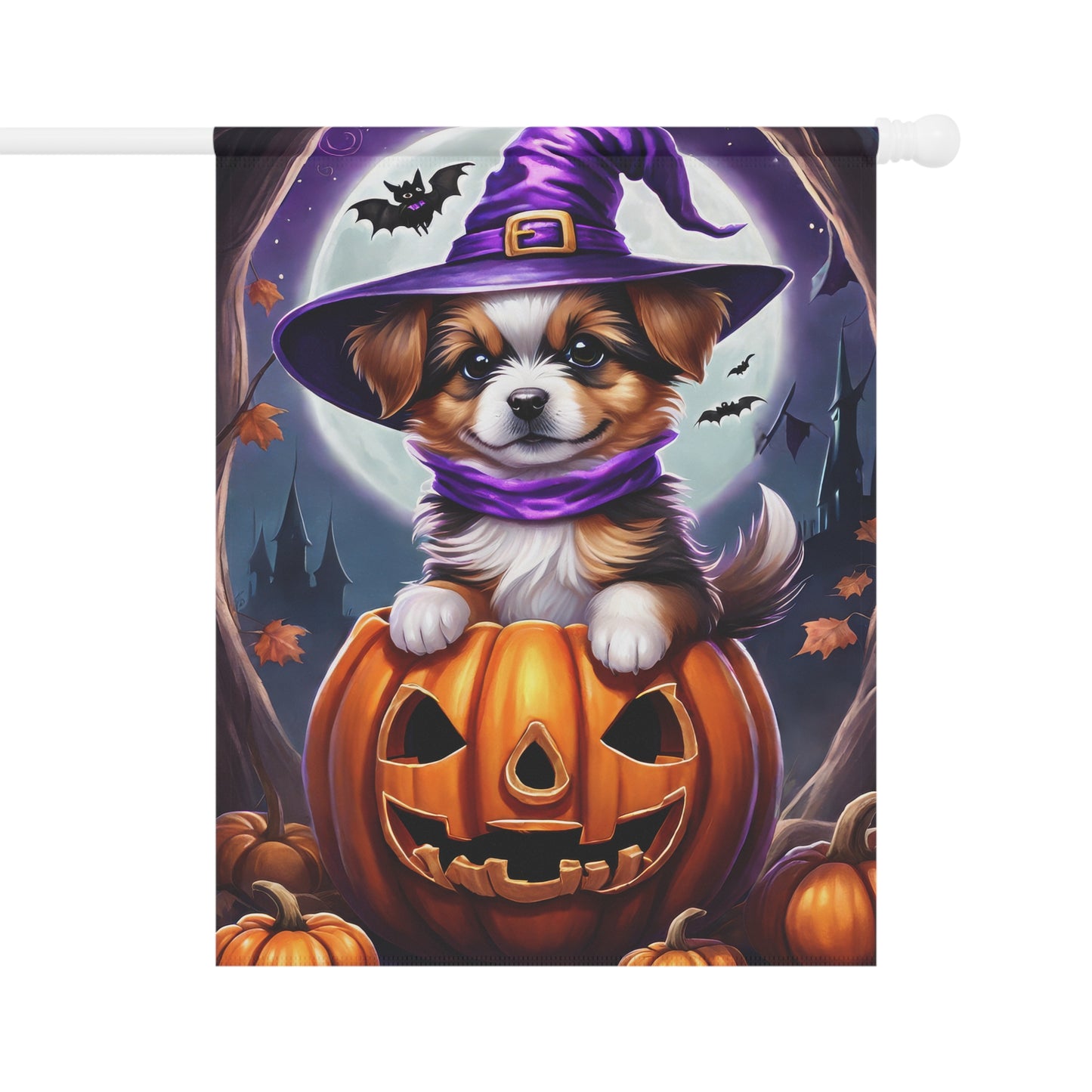 Adorable Puppy Halloween Garden Flag/ House Banner