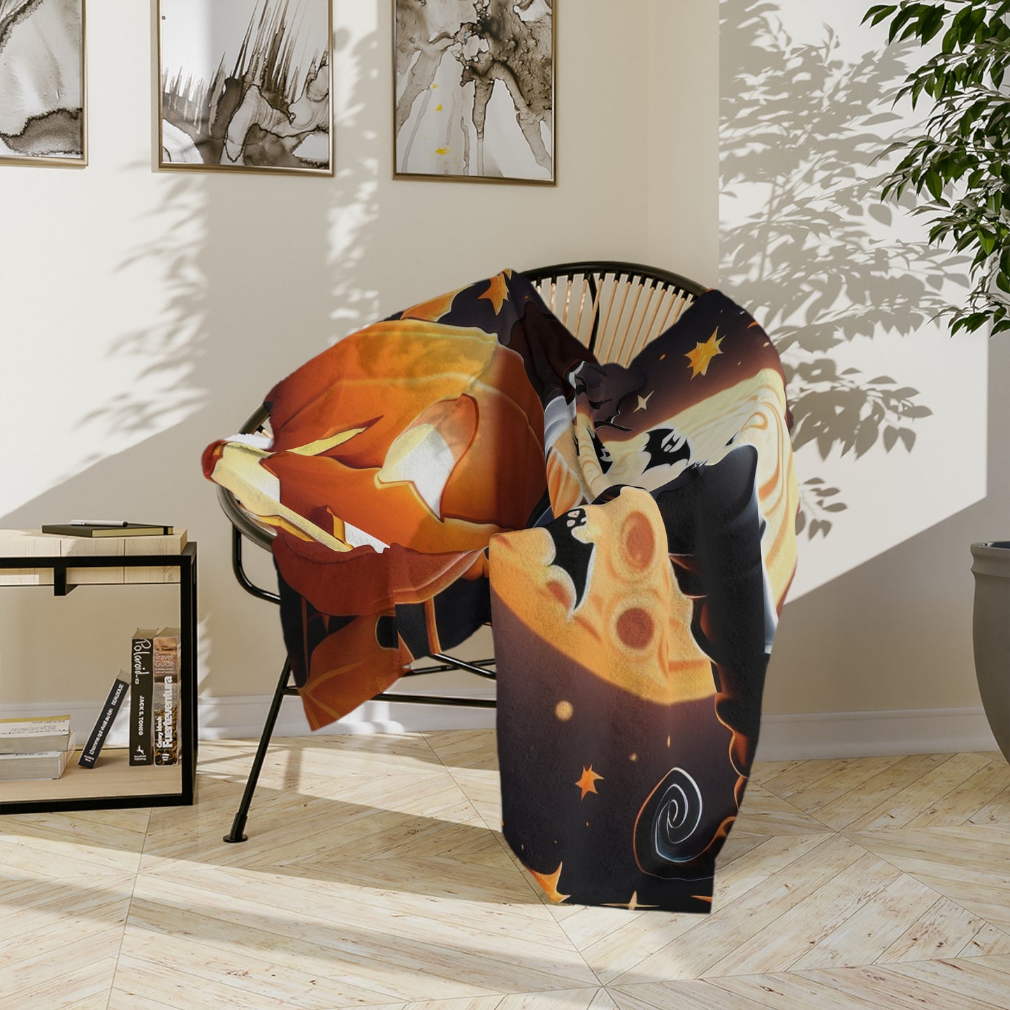 Jack-o'-Lantern with Witch Hat Halloween Blanket