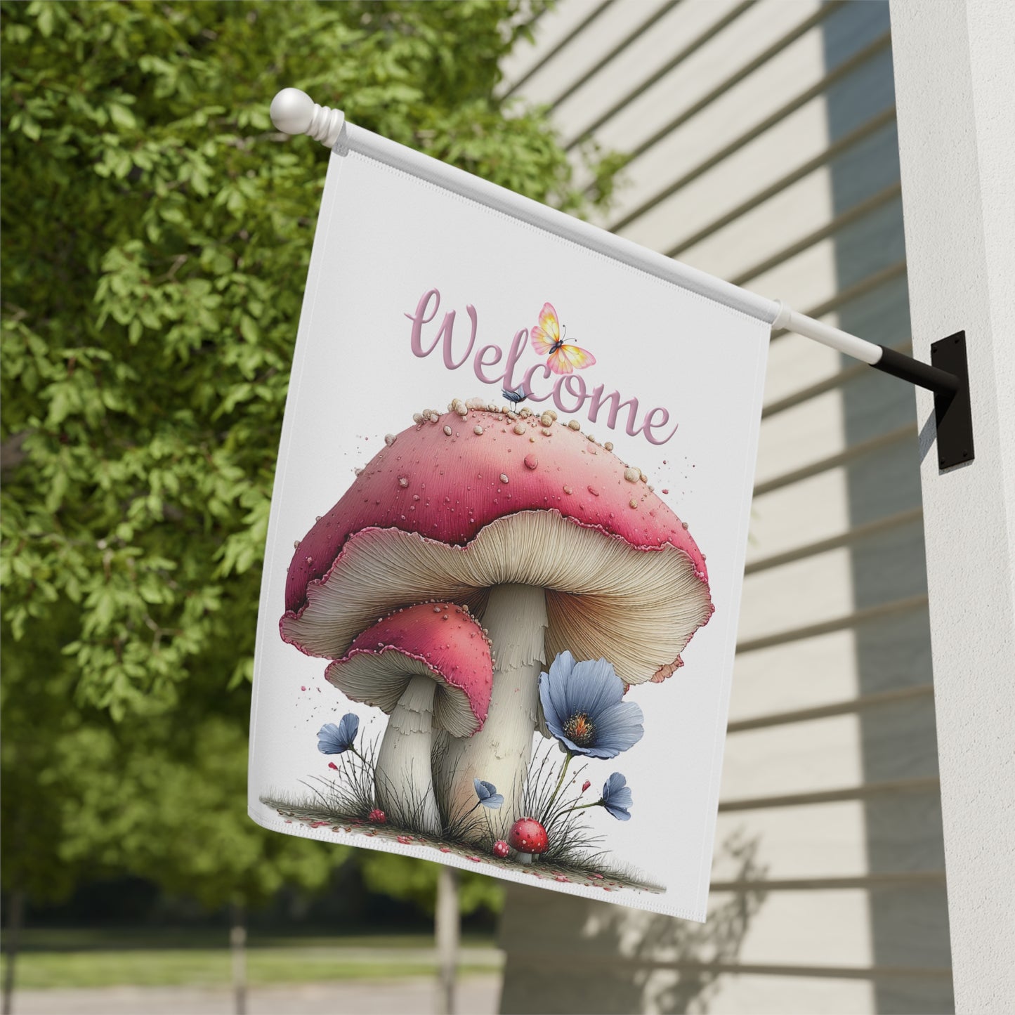 Colorful Mushroom Welcome Garden Flag