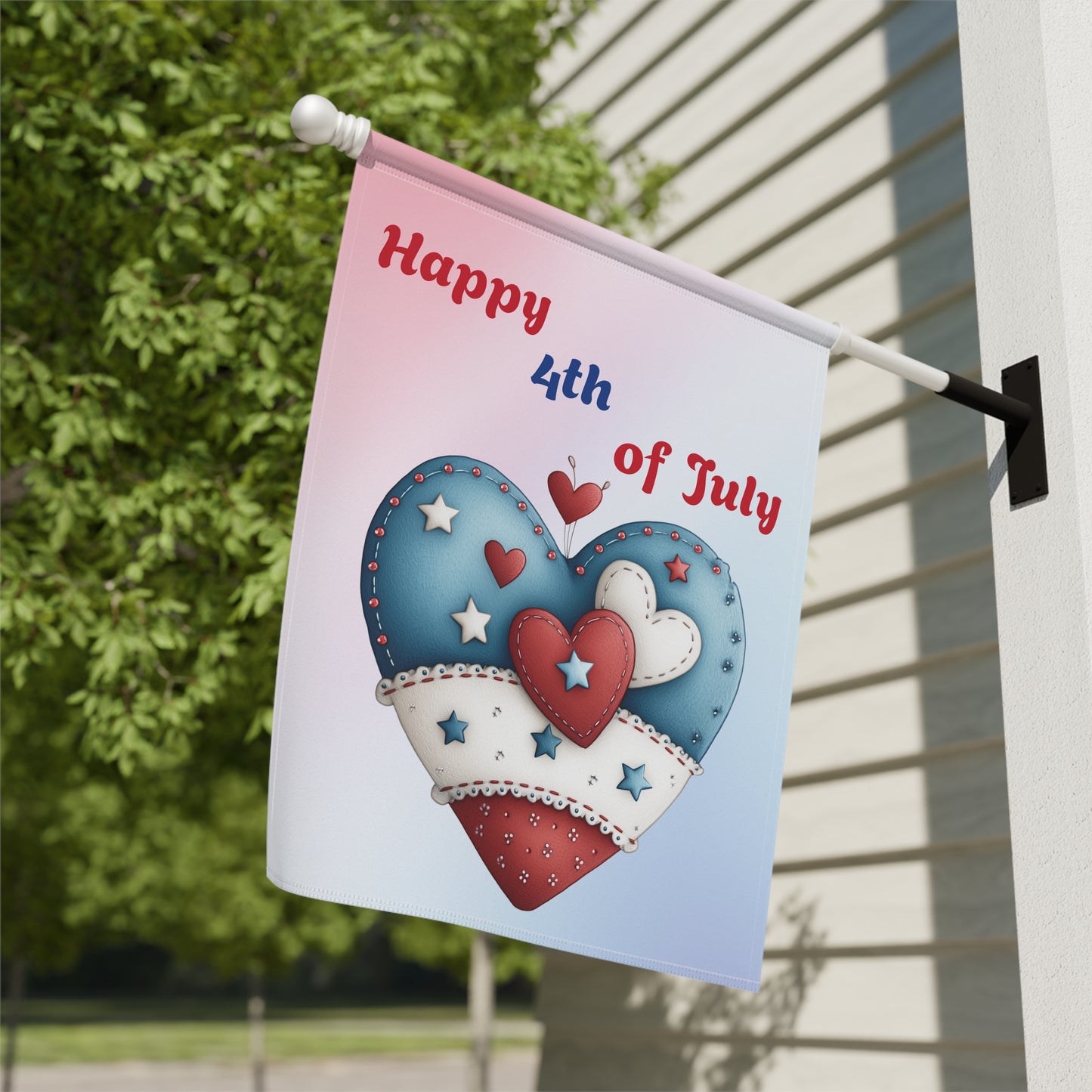 Red, White & Blue Hearts Garden Flag