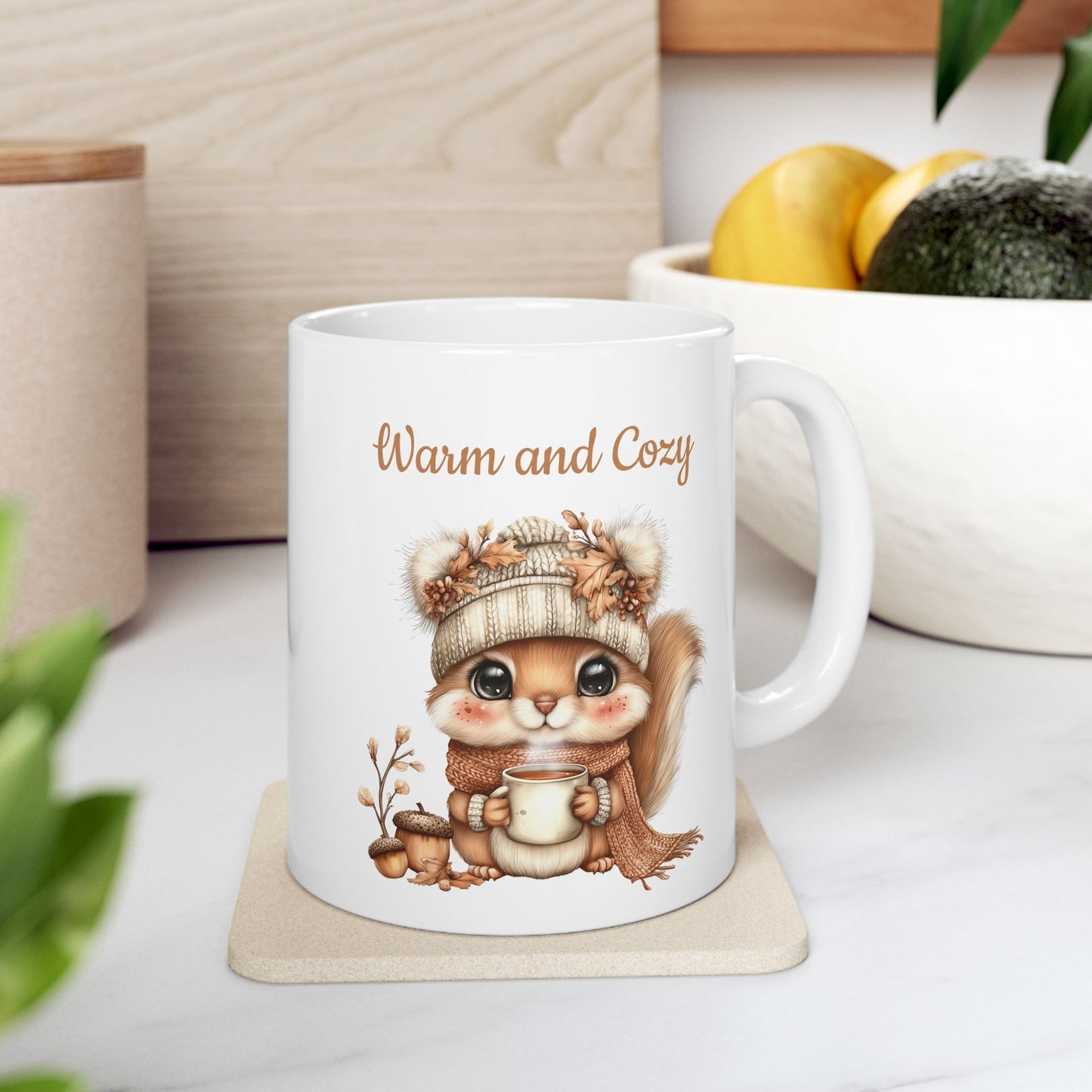 Warm and Cozy Squirrel Ceramic Coffee Mug