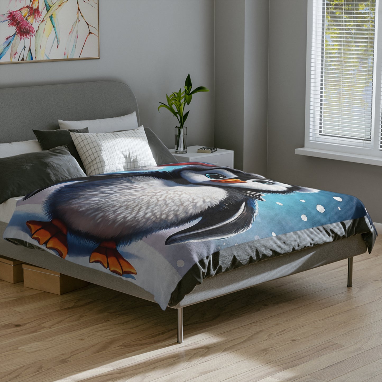 Precious Baby Penguin Plush Sofa Blanket