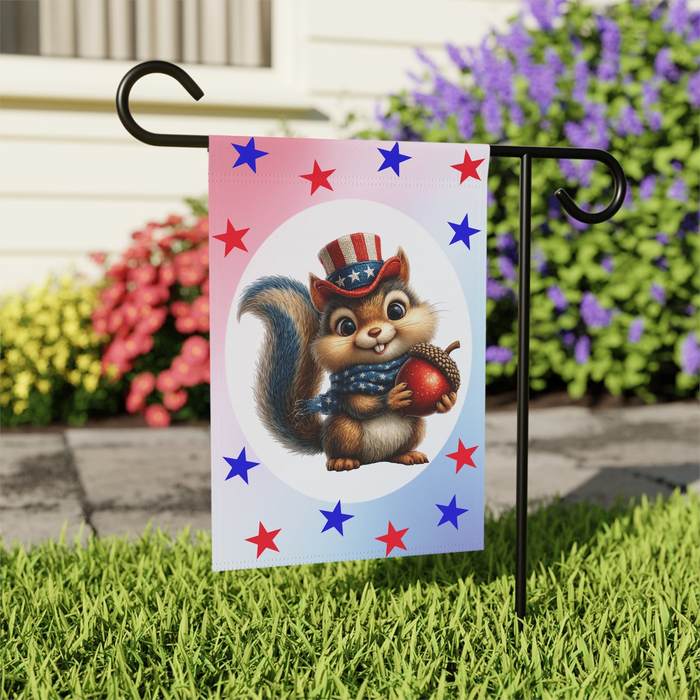 Patriotic squirrel 4thy of July Holiday Flag