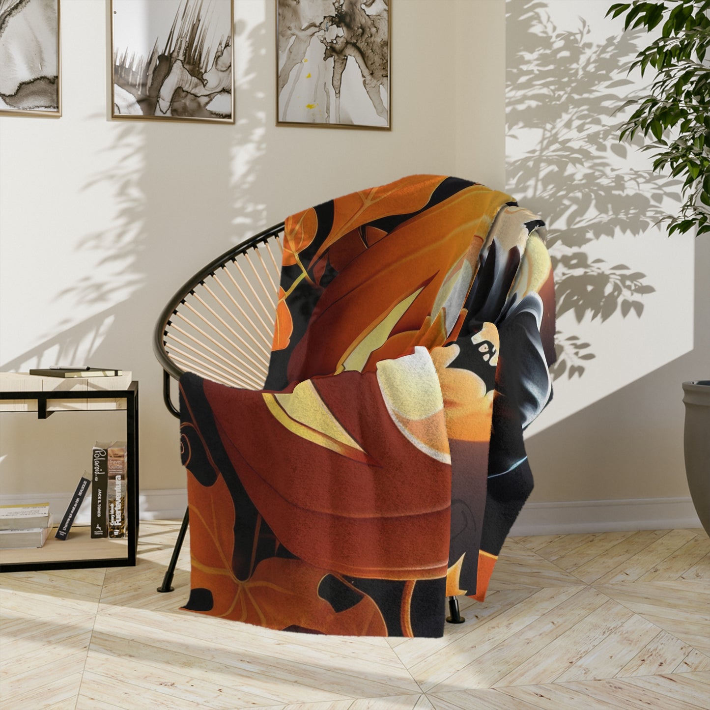 Jack-o'-Lantern with Witch Hat Halloween Blanket