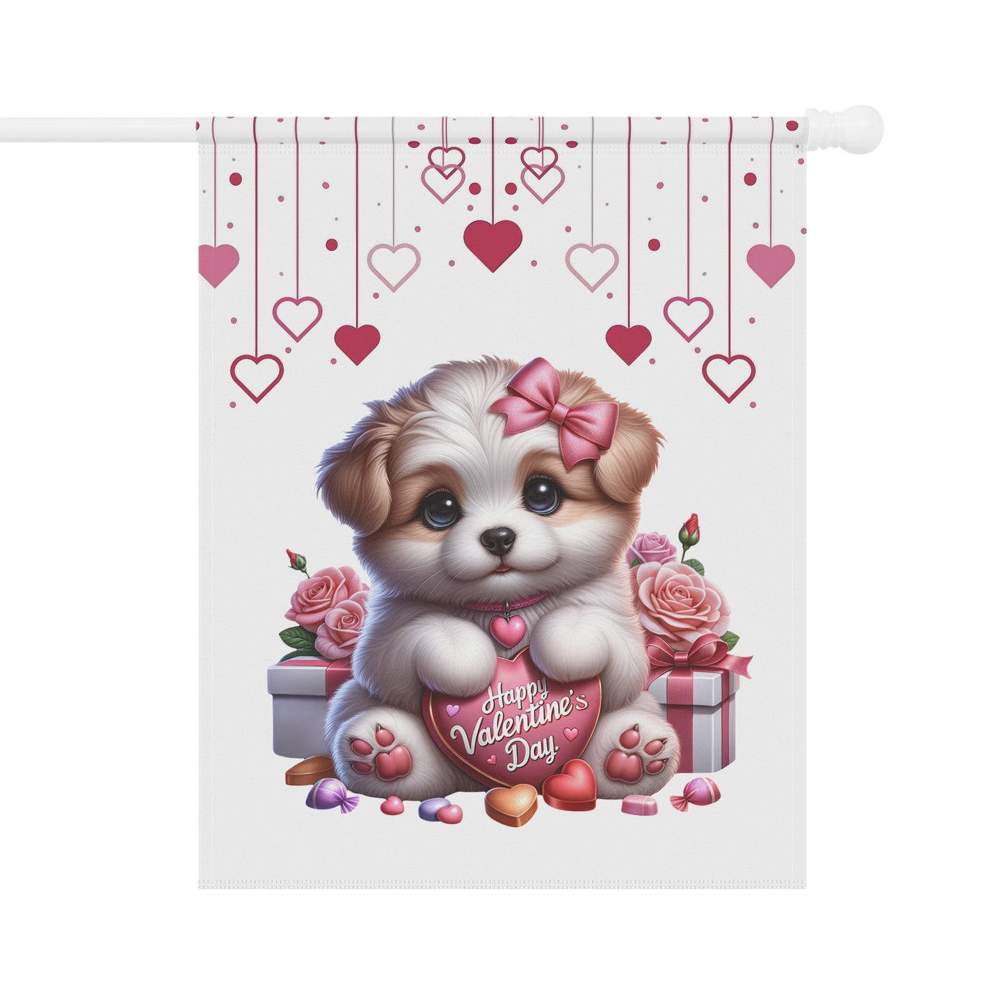 Cute Puppy Valentine’s Day Garden Flag