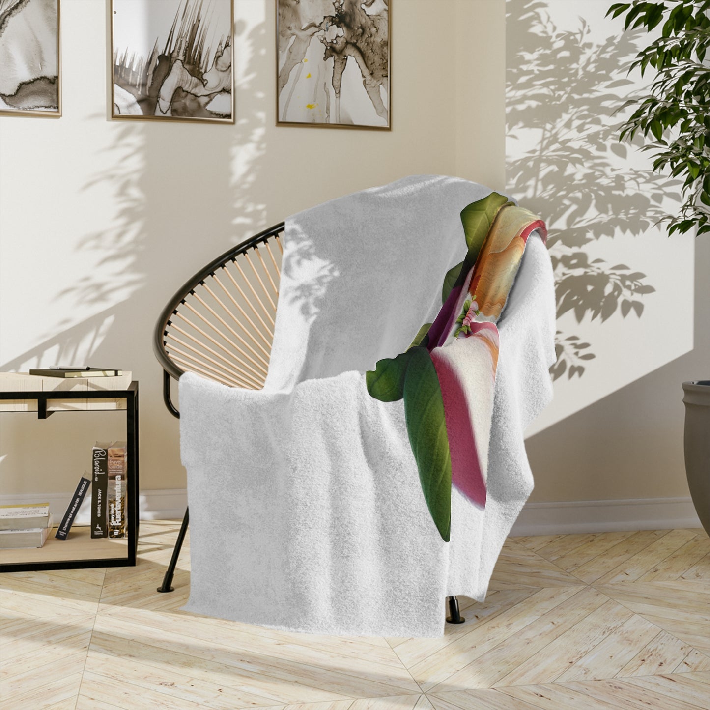 Lightweight Sweet Dreams Bunny in Bloom Velveteen Blanket