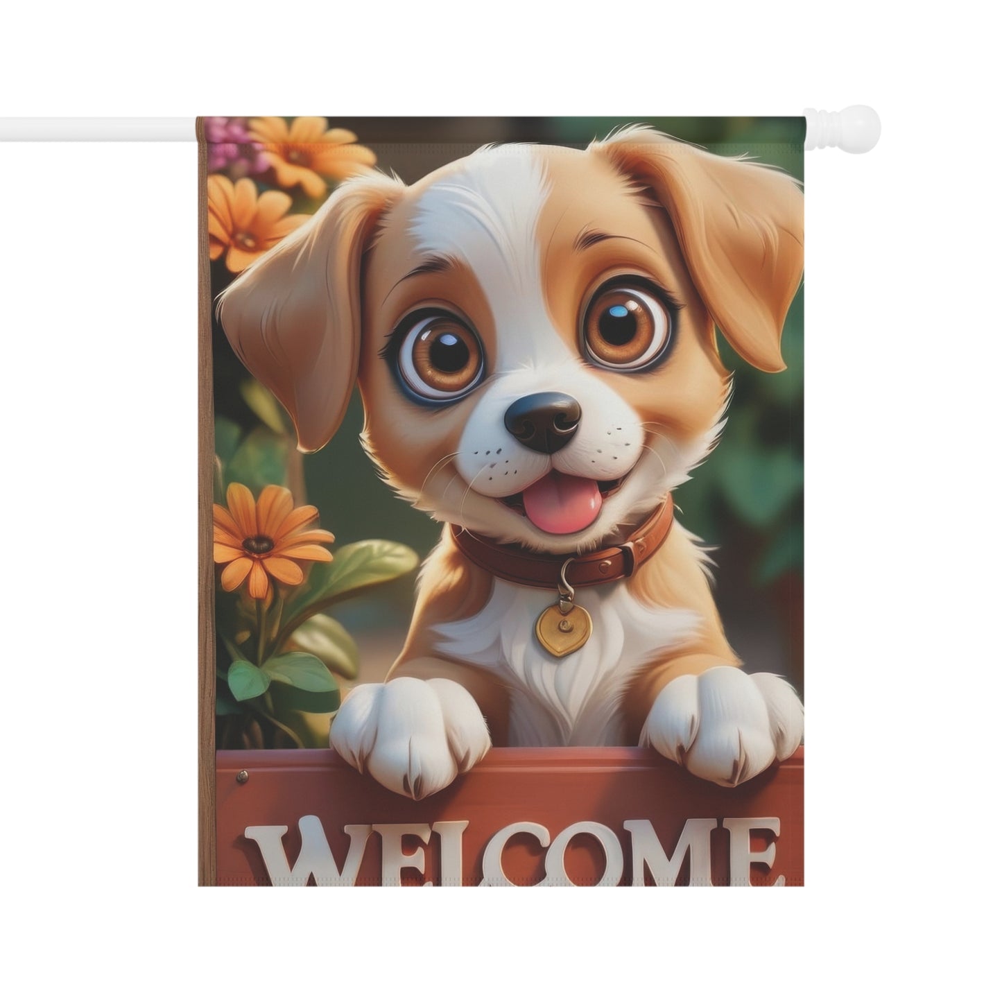 Adorable Puppy Dog Welcome Garden Flag