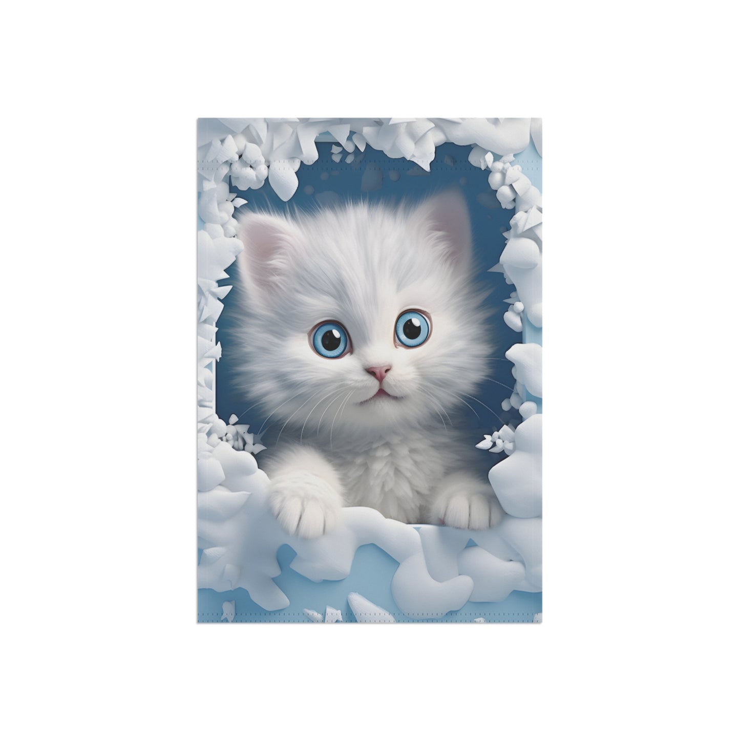 Cute White Kitten Garden Flag