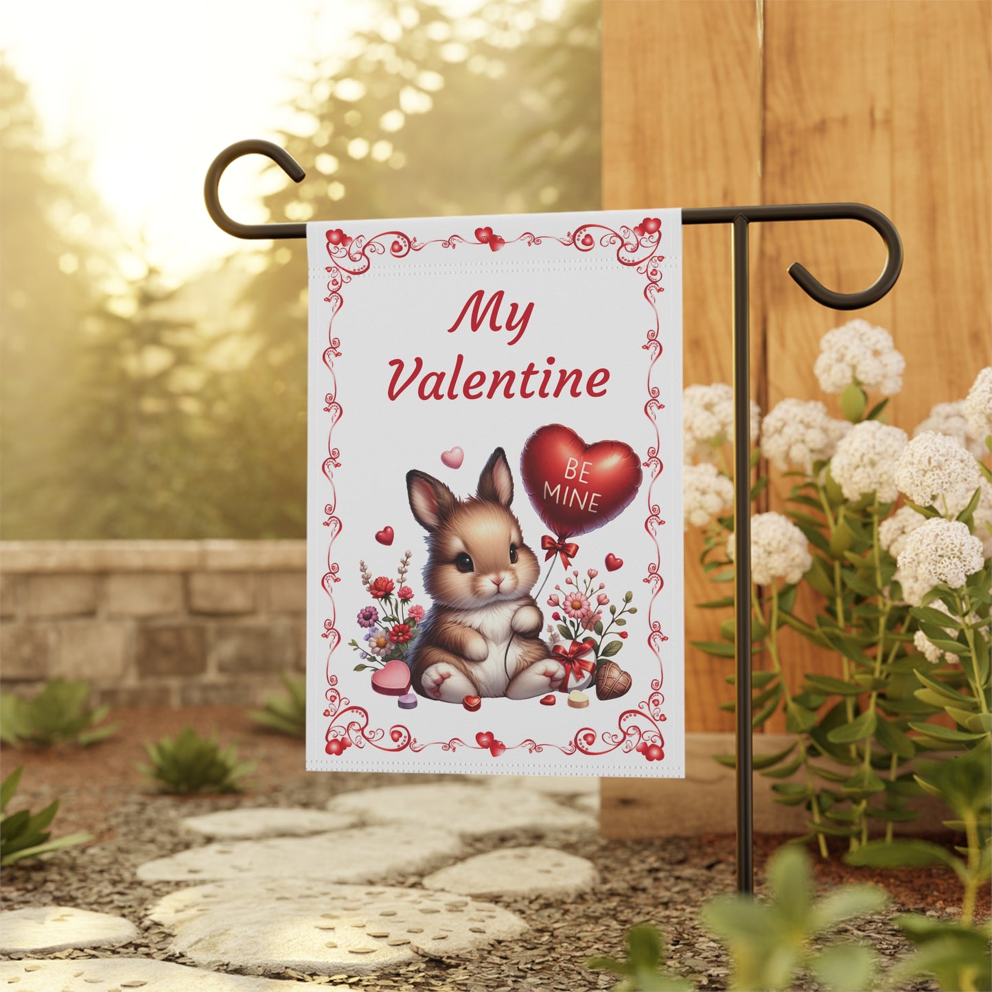 My Valentine Bunny Garden Flag