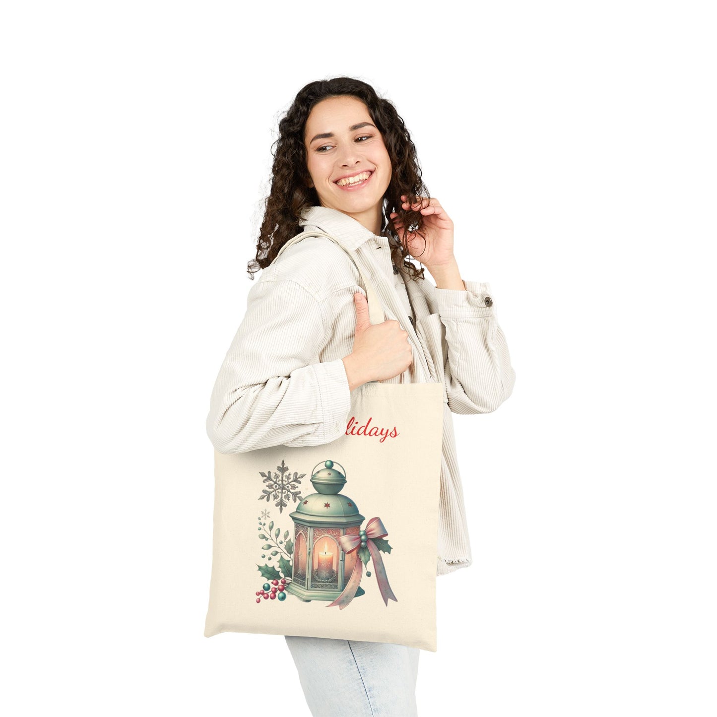 Festive Holiday Lantern Reusable Tote Bag