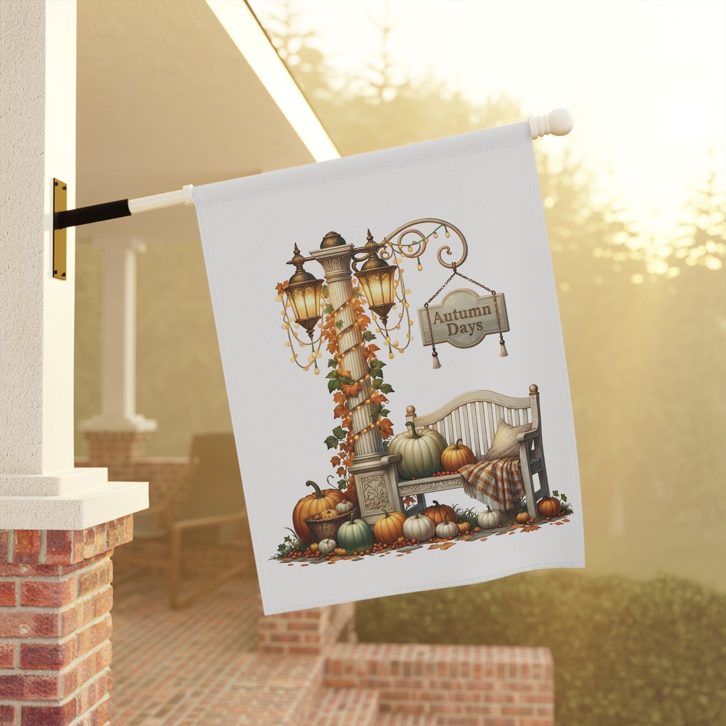 Vintage Lamppost Autumn Garden Flag