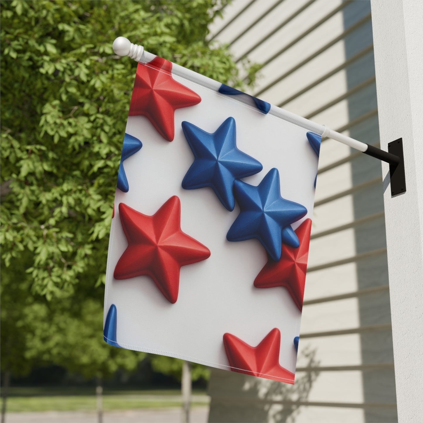 Red and Blue Stars July 4th Garden Flag