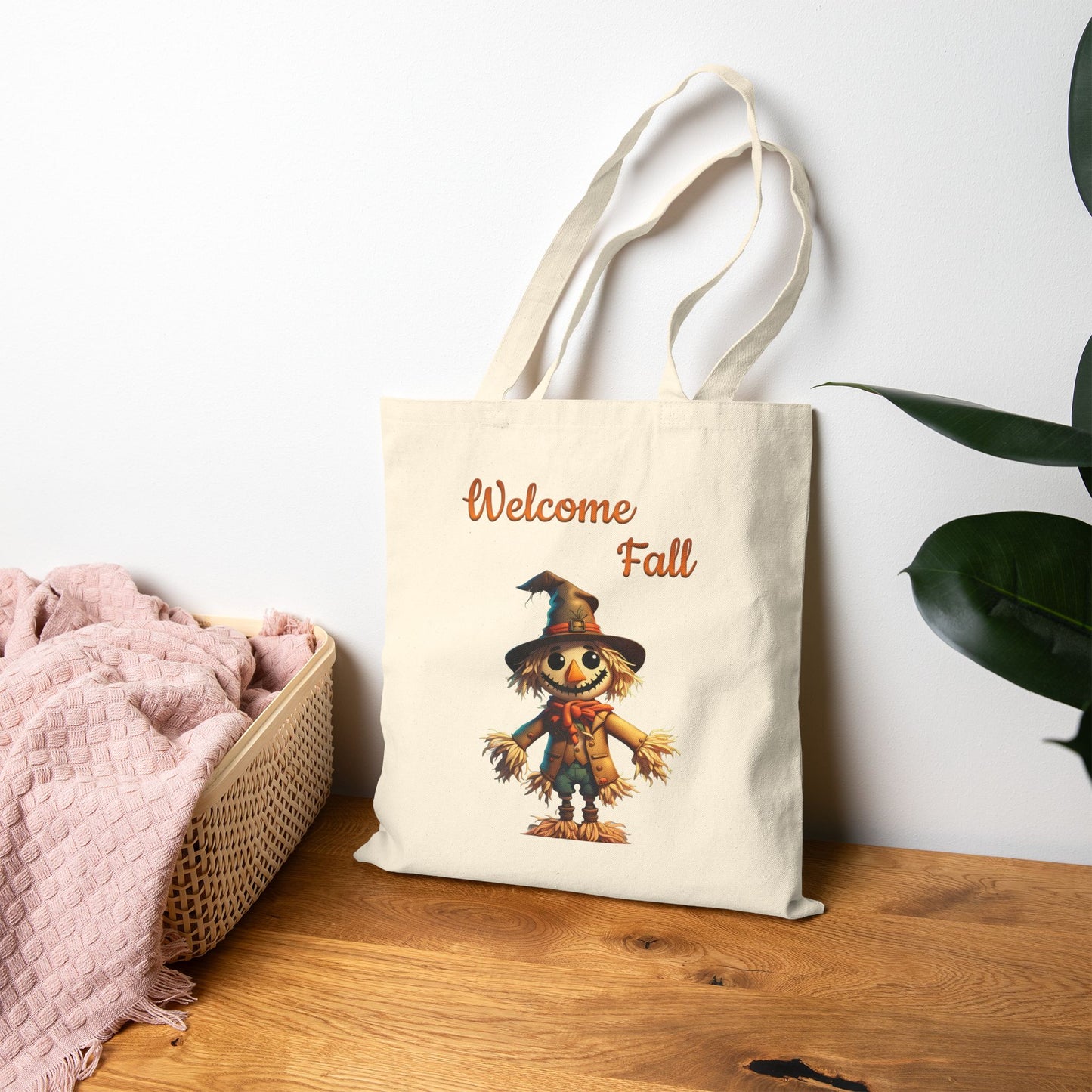 Welcome Fall Scarecrow Canvas Tote Bag