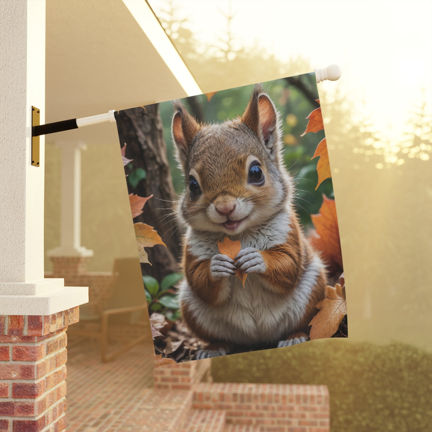 Cute Squirrel Fall Garden Flag/House Banner