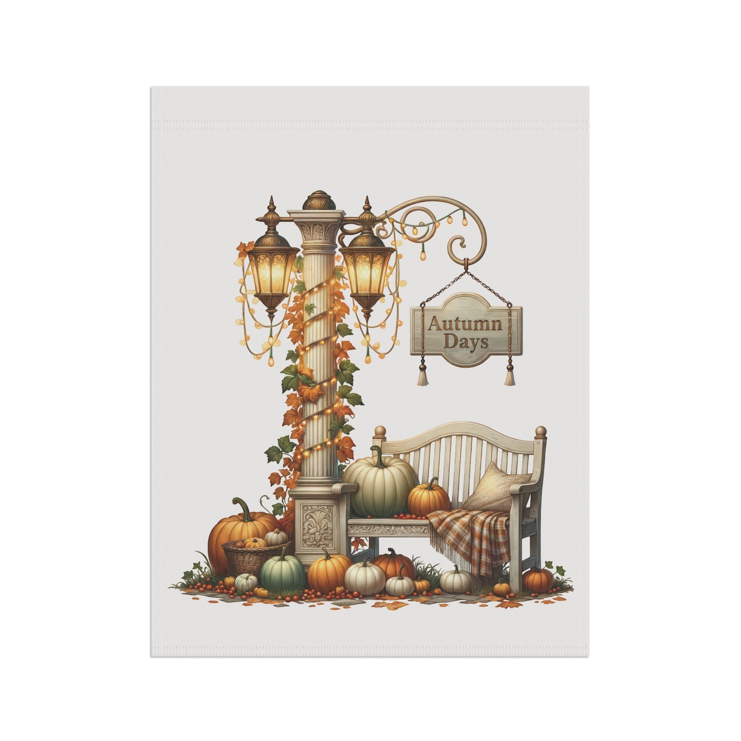 Vintage Lamppost Autumn Garden Flag