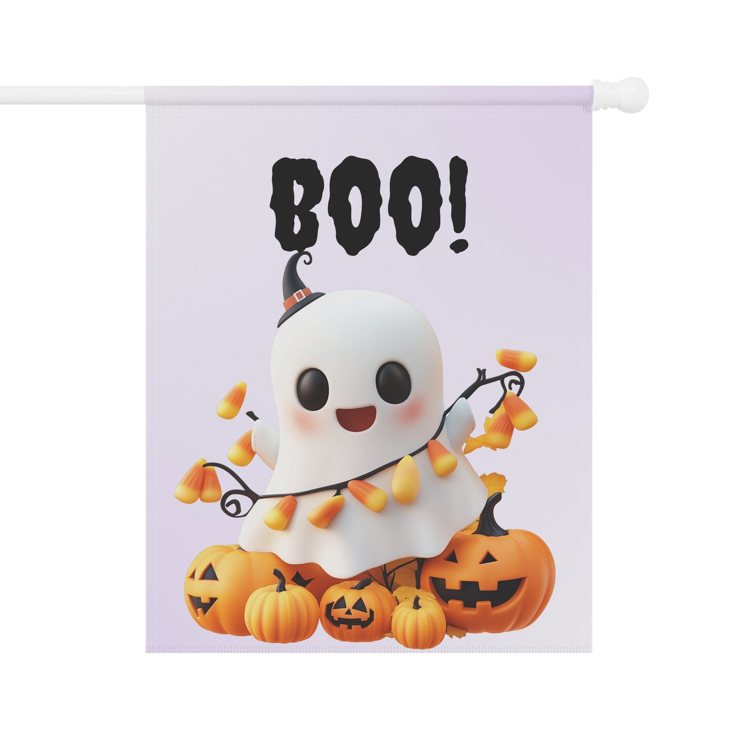 Cute Ghost with Candy Corn Garden Flag