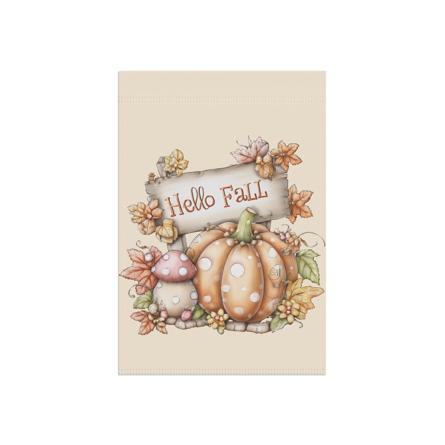 Whimsical Polka Dot Hello Fall Garden Flag