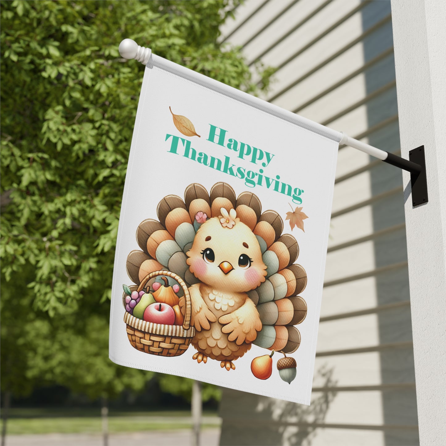 Cute Turkey with Harvest Garden Flag