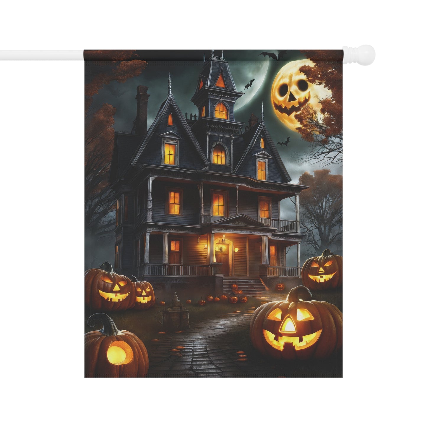 Spooky Haunted Moon Halloween Garden Flag/ House Banner