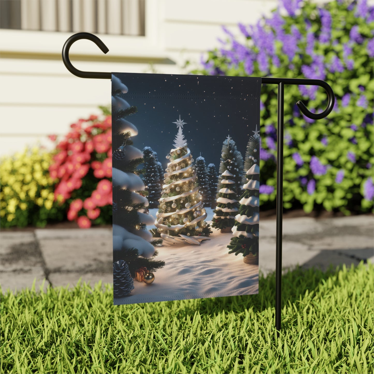 Enchanted Winter Forest Christmas Garden Flag
