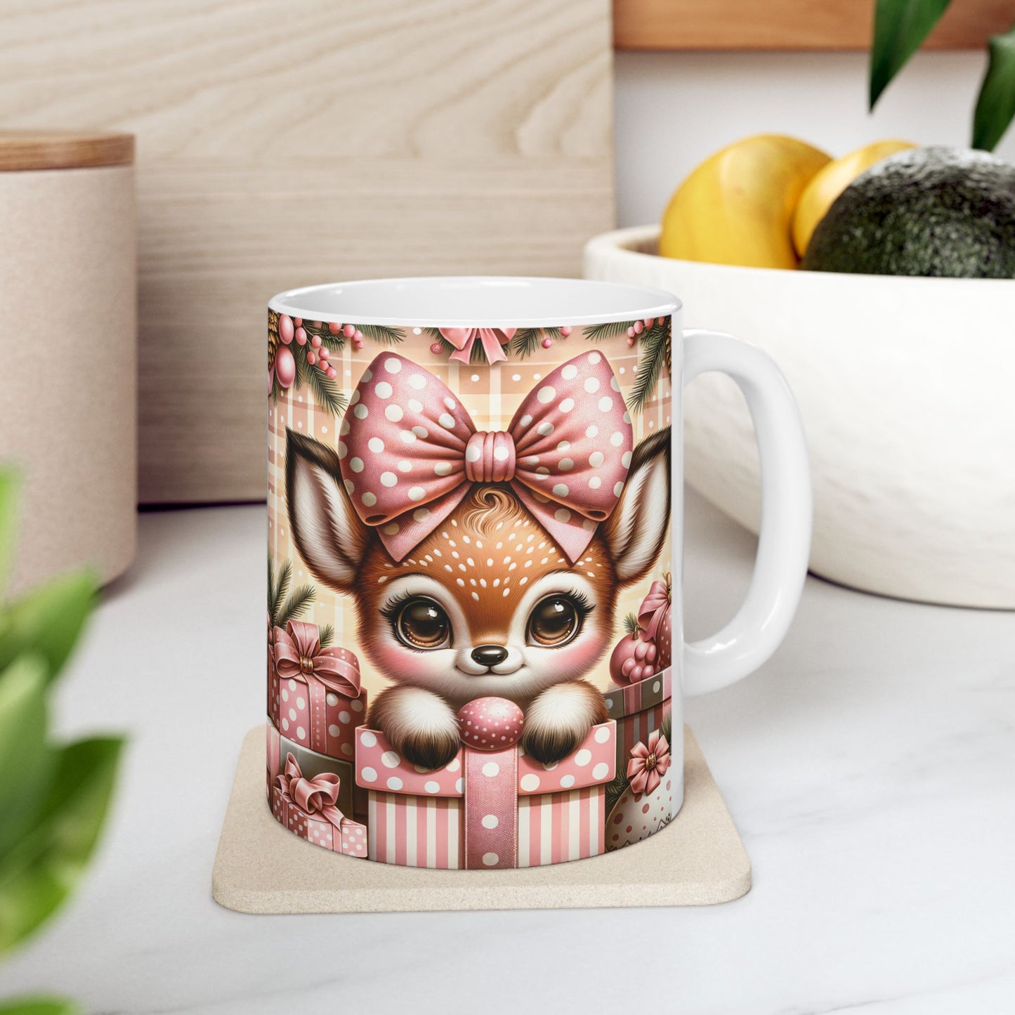 Adorable Christmas Fawn Coffee Mug