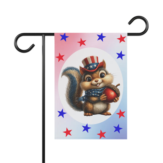 Patriotic squirrel 4thy of July Holiday Flag