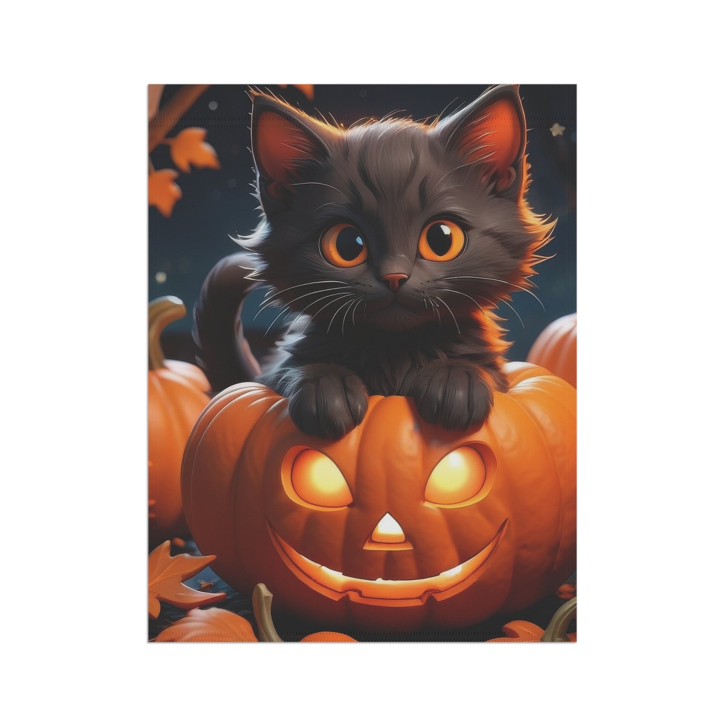 Cute Black Cat & Pumpkin Halloween Garden Flag