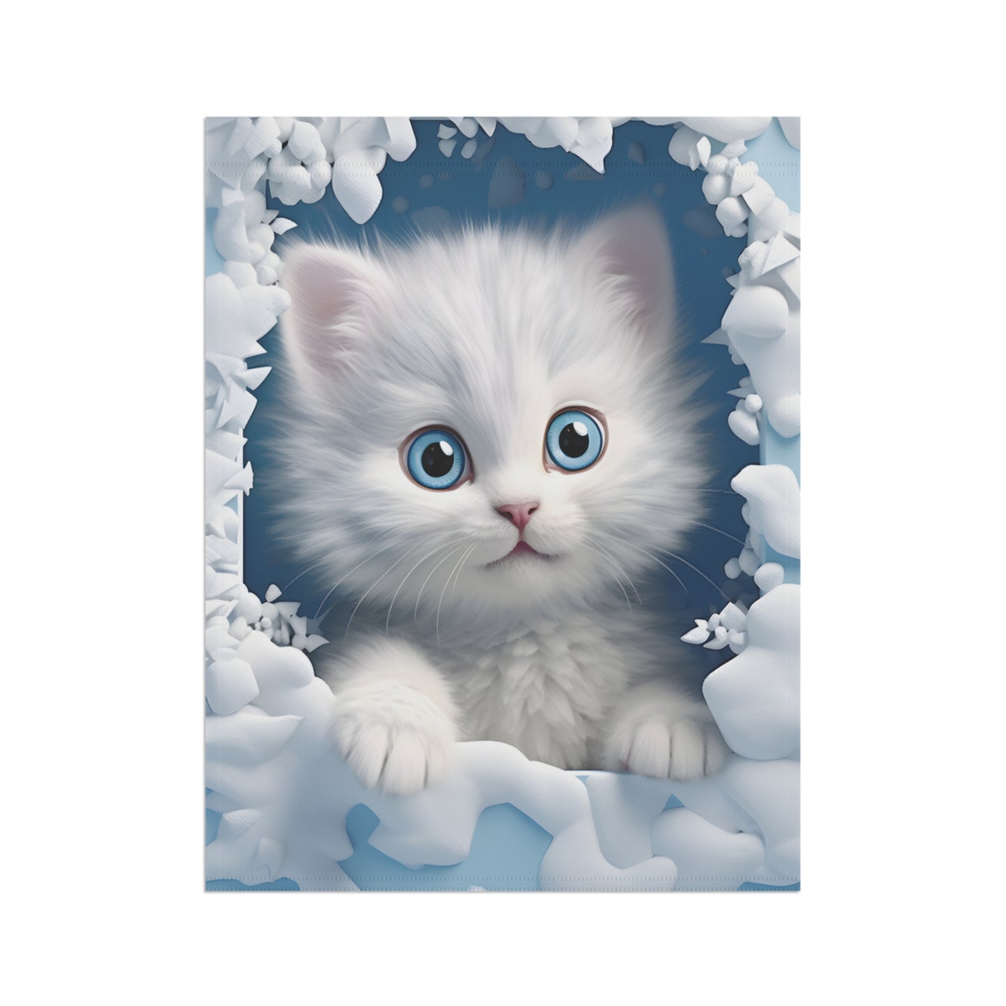 Cute White Kitten Garden Flag