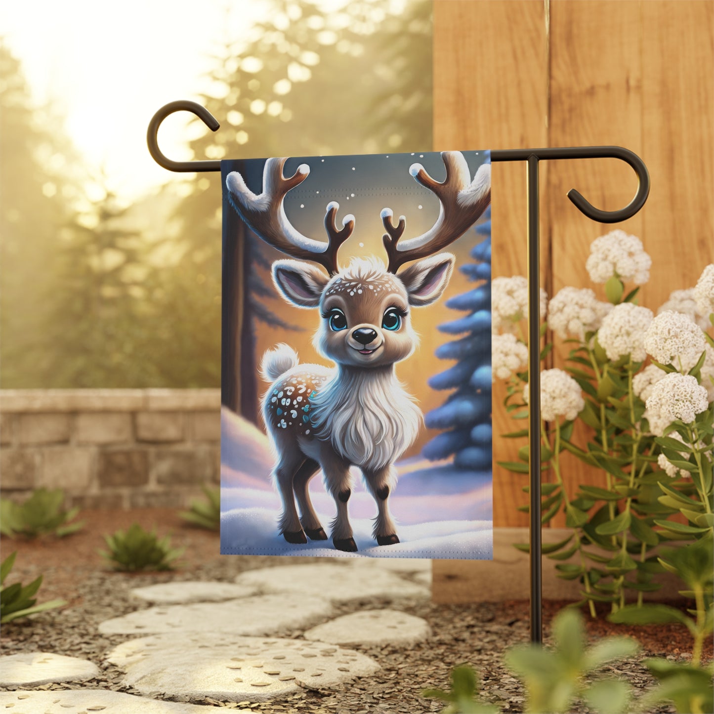 Adorable Spotted Fawn Reindeer Garden Flag