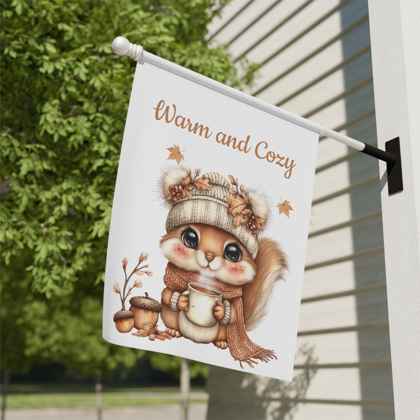 Warm and Cozy Squirrel Garden Flag