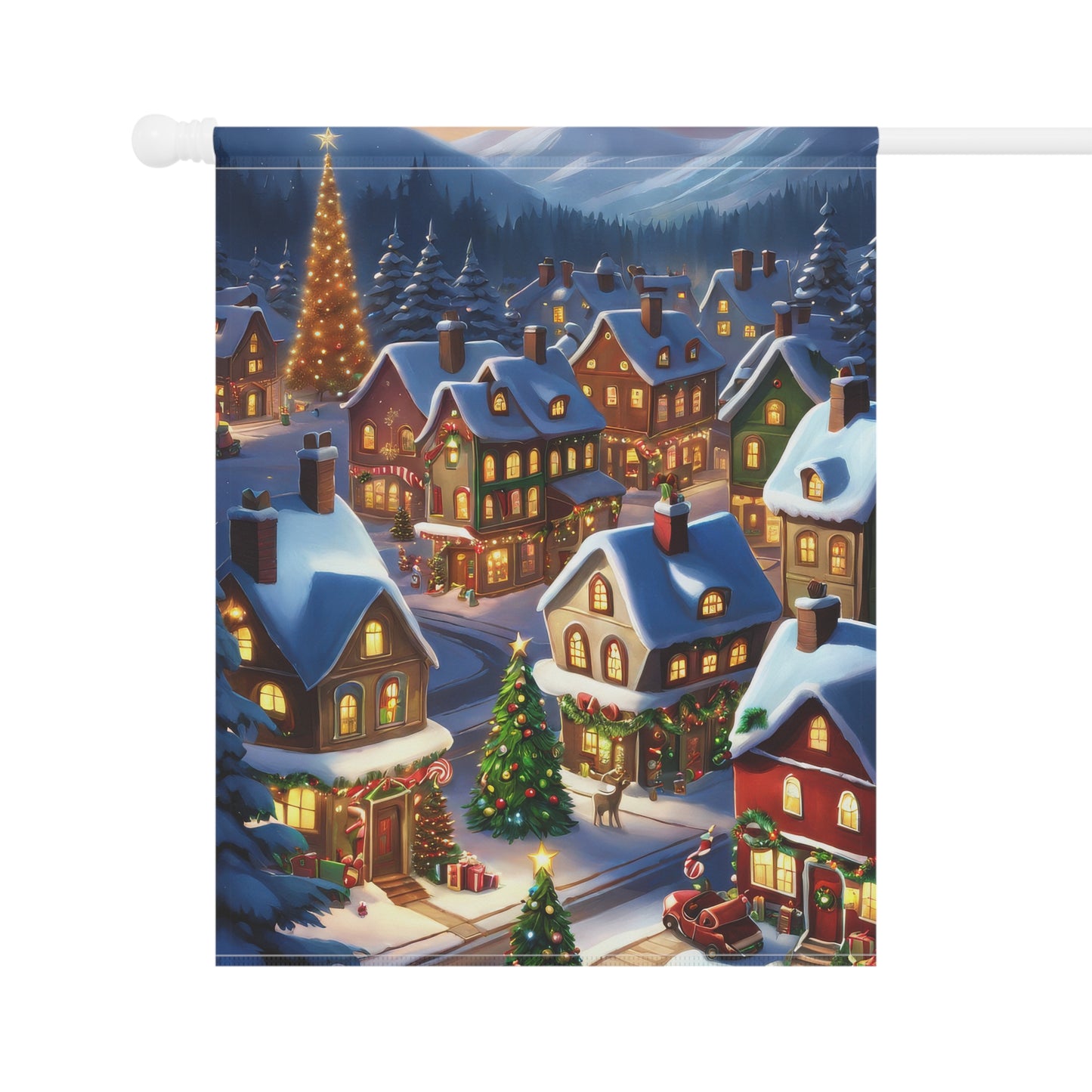 Peaceful Holiday Town Garden Flag/ House Banner
