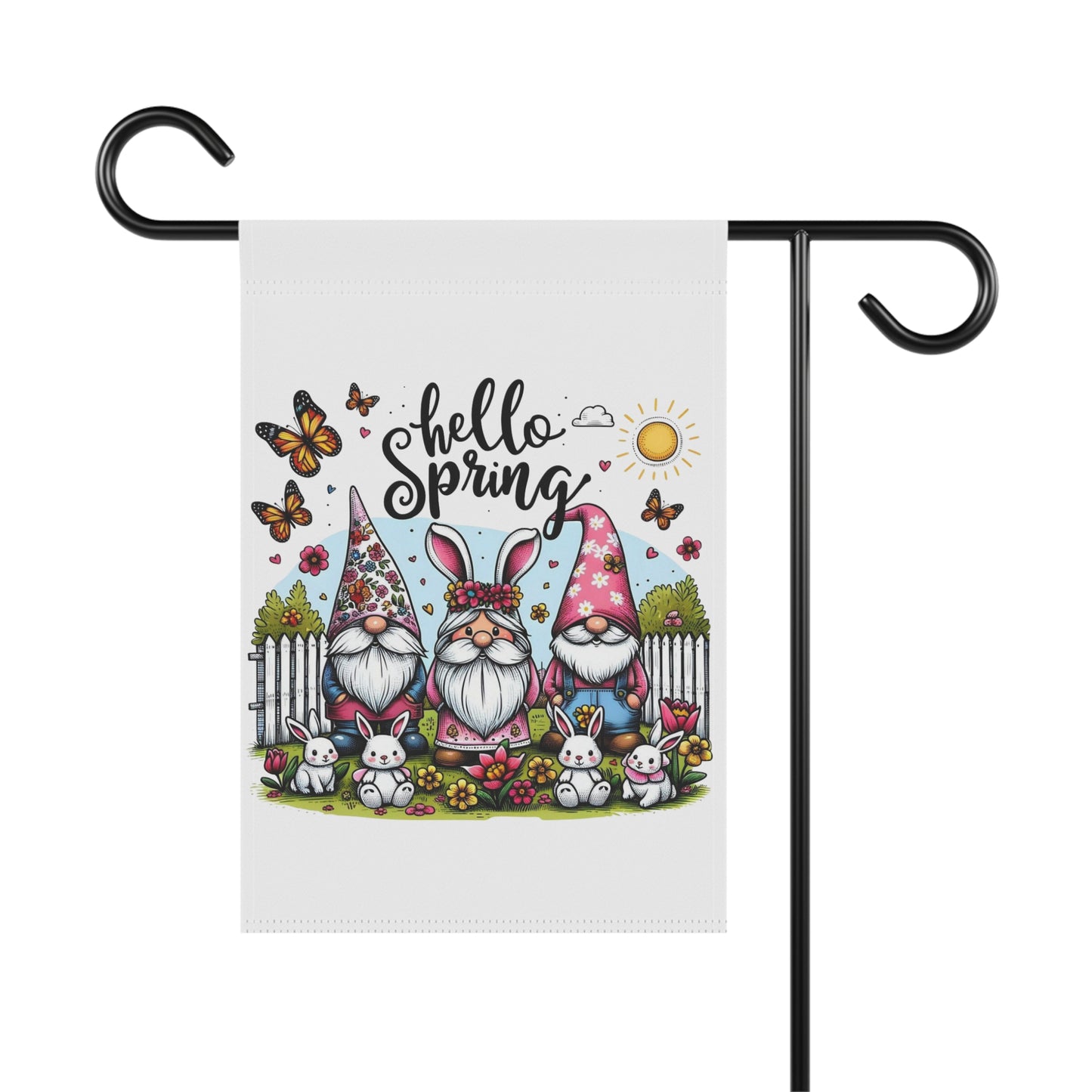 Hello Spring Gnomes Garden Flag