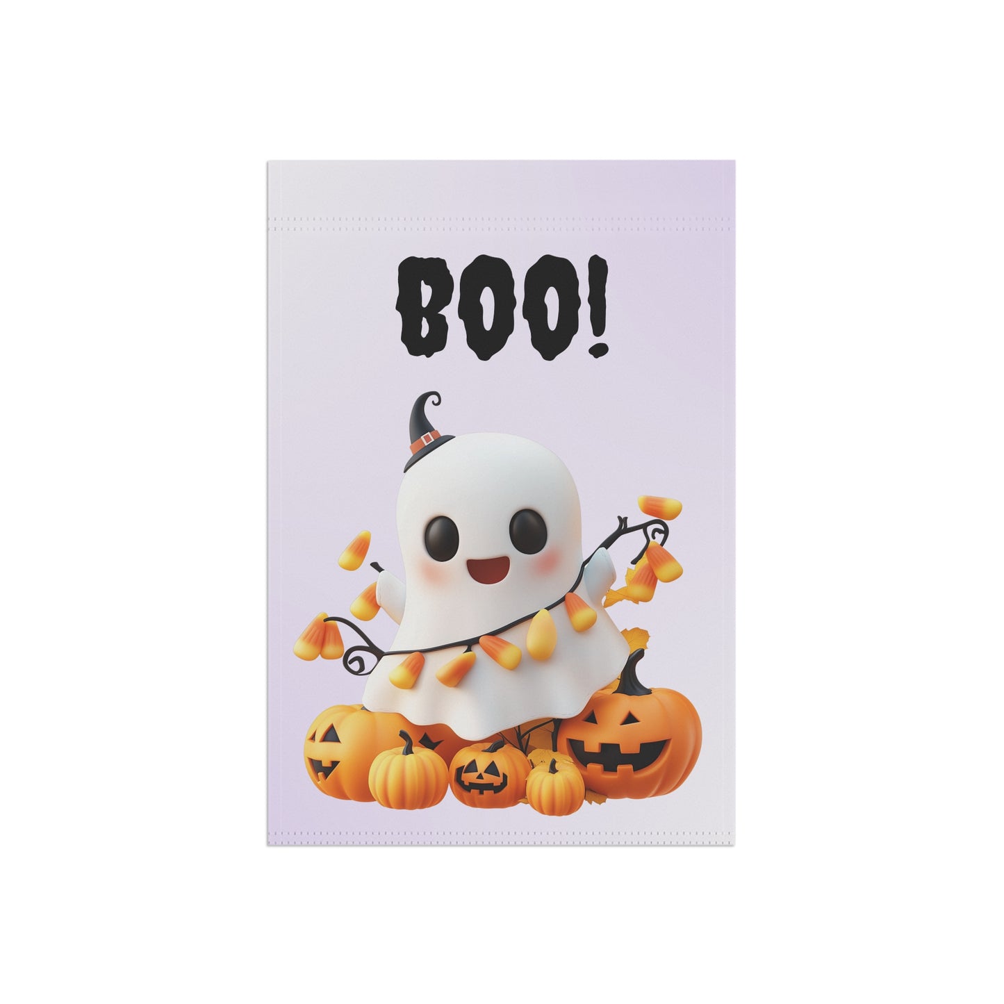 Cute Ghost with Candy Corn Garden Flag