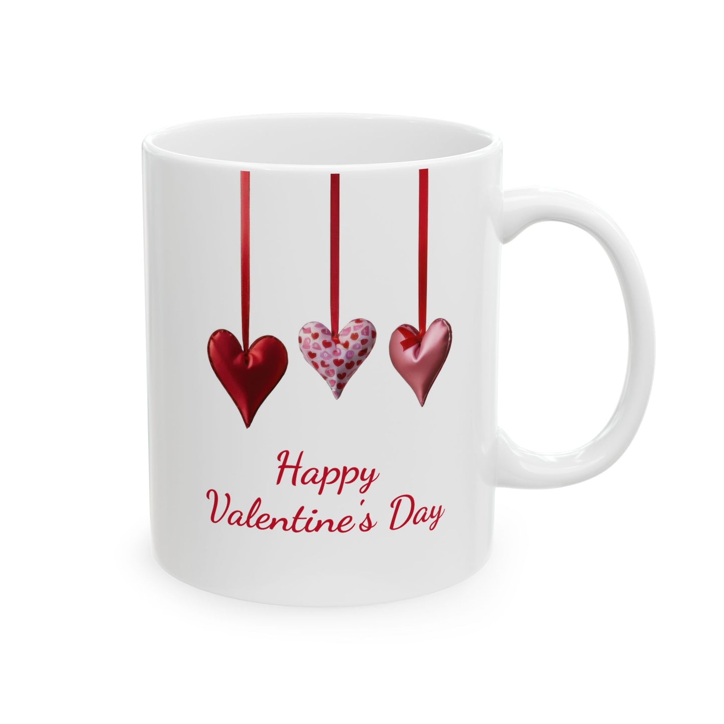 Elegant Hanging Hearts "Happy Valentines Day" Coffee Mug