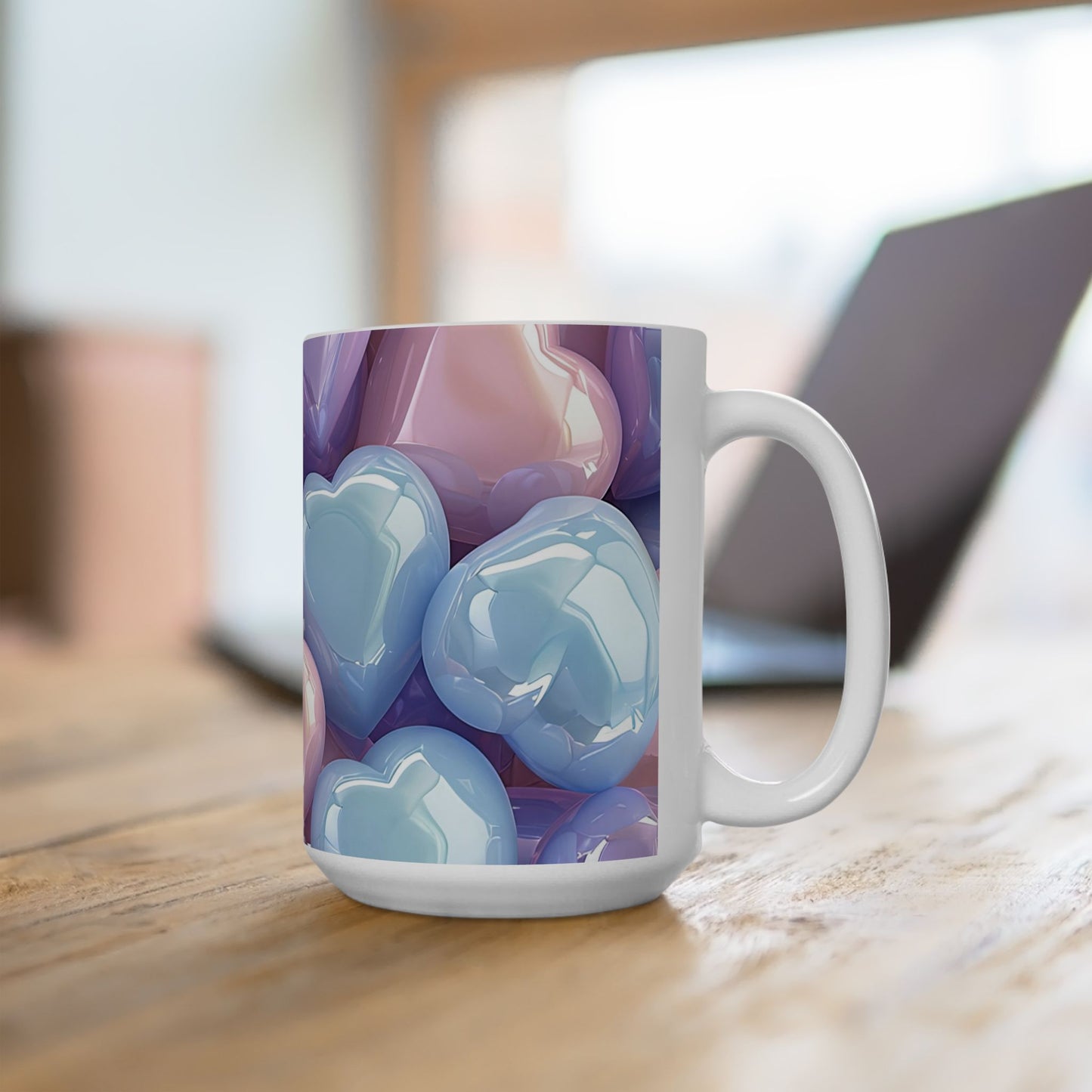 Shimmering Multi-Colored Iridescent Hearts Coffee Mug